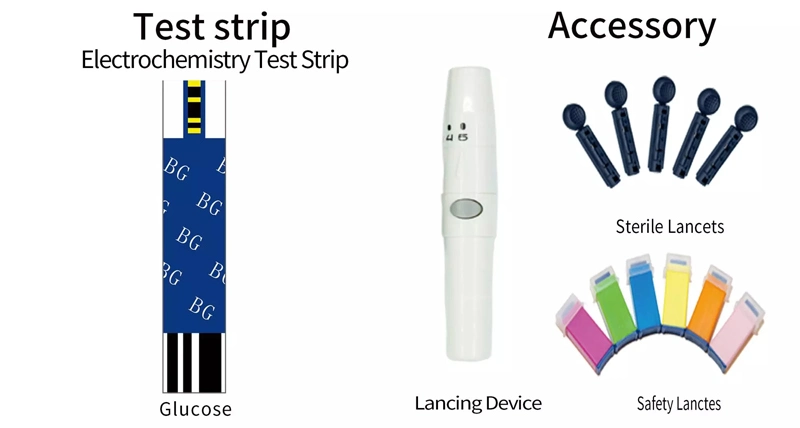 Manufacture LCD Display Sugar Test Strip Strips Analyzer Sensor Blood Glucose Monitor