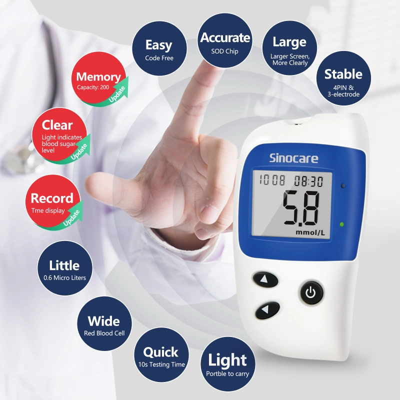 Sinocare Blood Glucose Meter Easy to Use Blood Glucose Watch Blood Glucose Monitor Safe Accu2