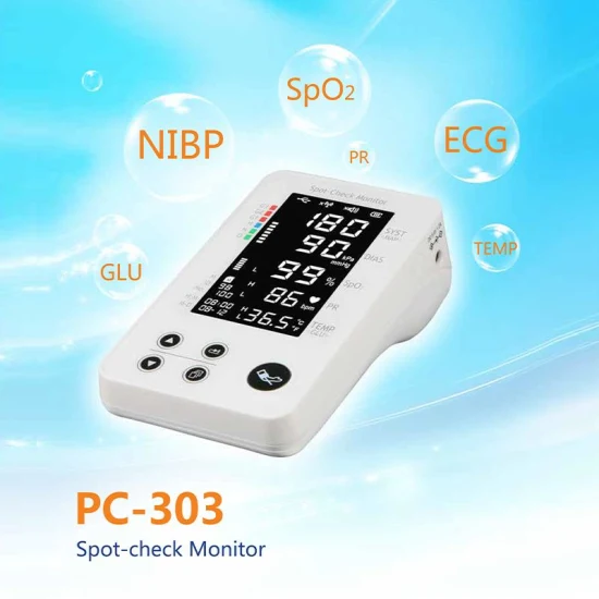 Lepu 血圧モニター 4.3 インチ SpO2 Pr NIBP 温度 ECG 血糖スポットチェック患者モニター、無料スマートフォン APP 付き